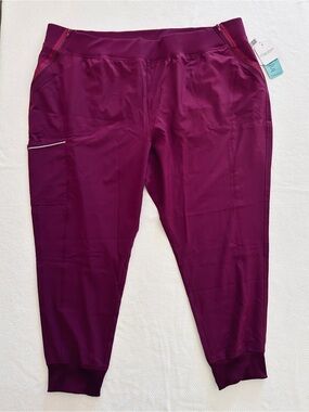 Cherokee Infinity Antimicrobial Mid-Rise Jogger Scrubs Pants NWT - 4XL P - WINE